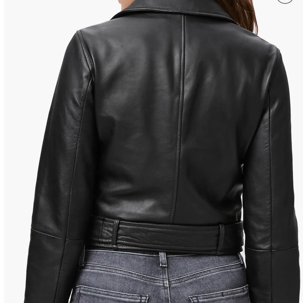 New PAIGE Demetra Leather Moto Jacket Black Size Small genuine leather - Picture 3 of 14
